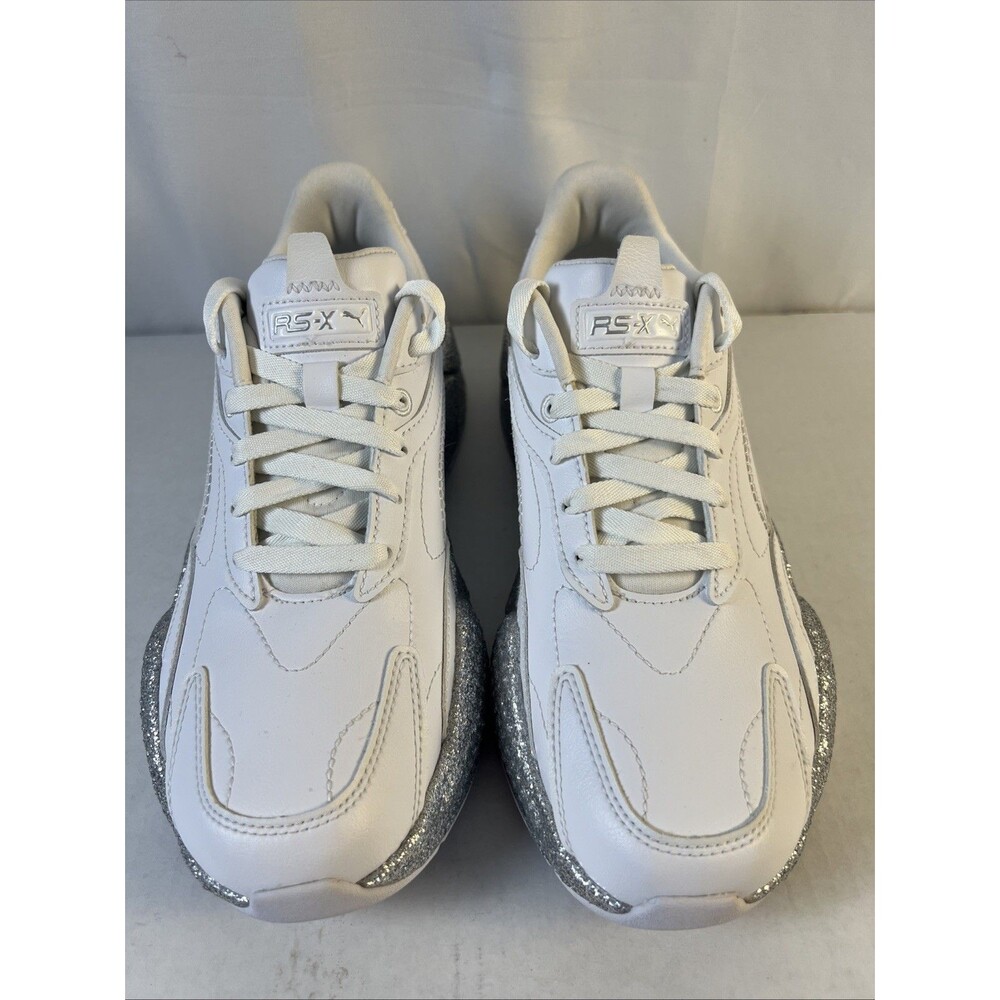 PUMA RS-X3 Glitz Women's Sneakers In White and Silver Size 8.5